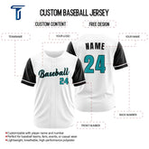 Custom White Black Button Down Baseball Jersey